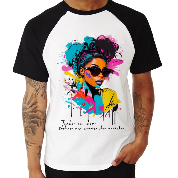 Camiseta Raglan Tenho em mim todas as cores do mundo