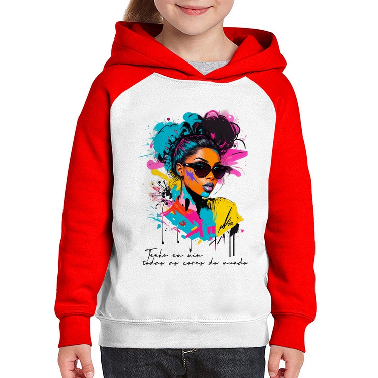 Moletom Infantil Tenho em mim todas as cores do mundo - Branco/Vermelho
