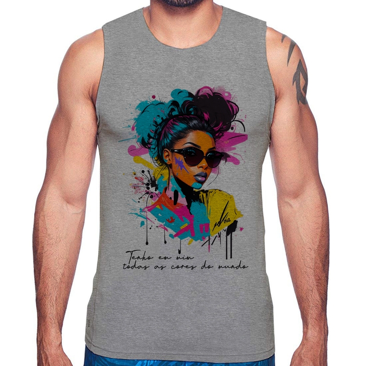 Regata Tenho em mim todas as cores do mundo - Cinza