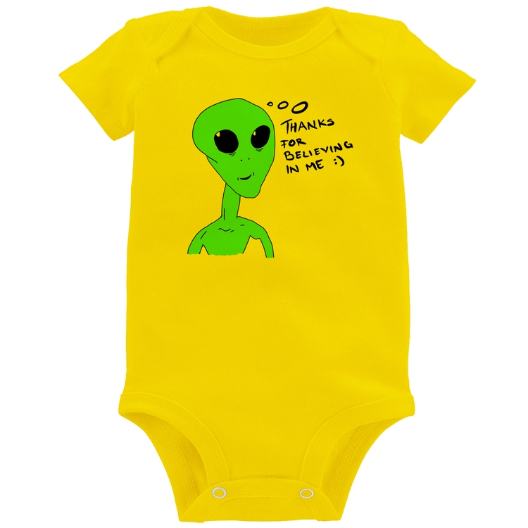 Body Bebê Thank's For Believing In Me Alien - Amarelo