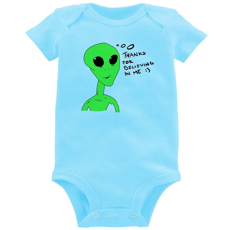 Body Bebê Thank's For Believing In Me Alien - Azul Bebê