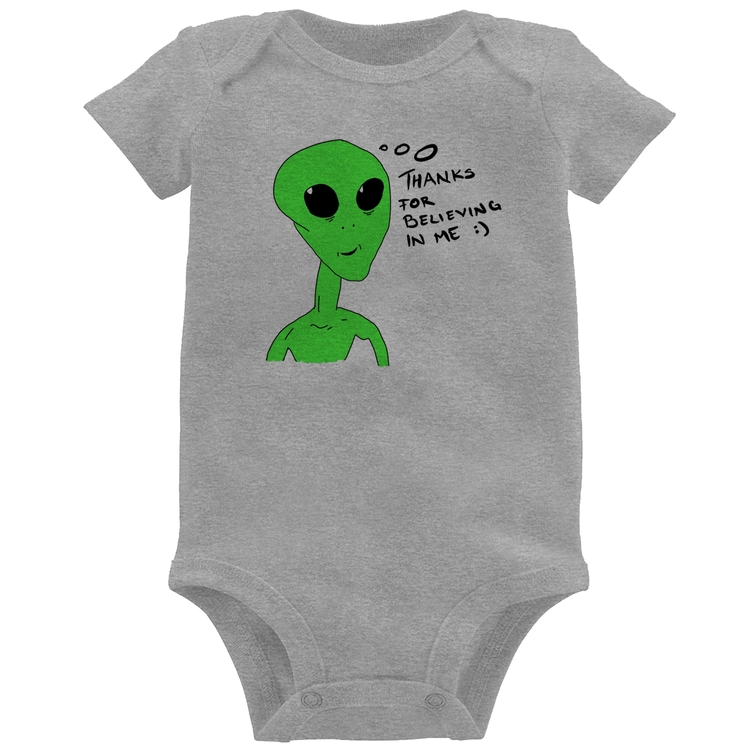Body Bebê Thank's For Believing In Me Alien - Cinza