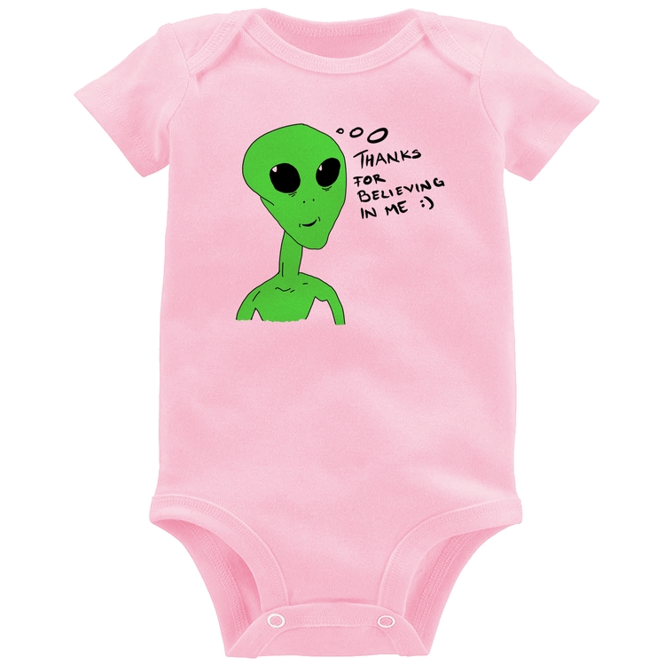 Body Bebê Thank's For Believing In Me Alien - Rosa Bebê