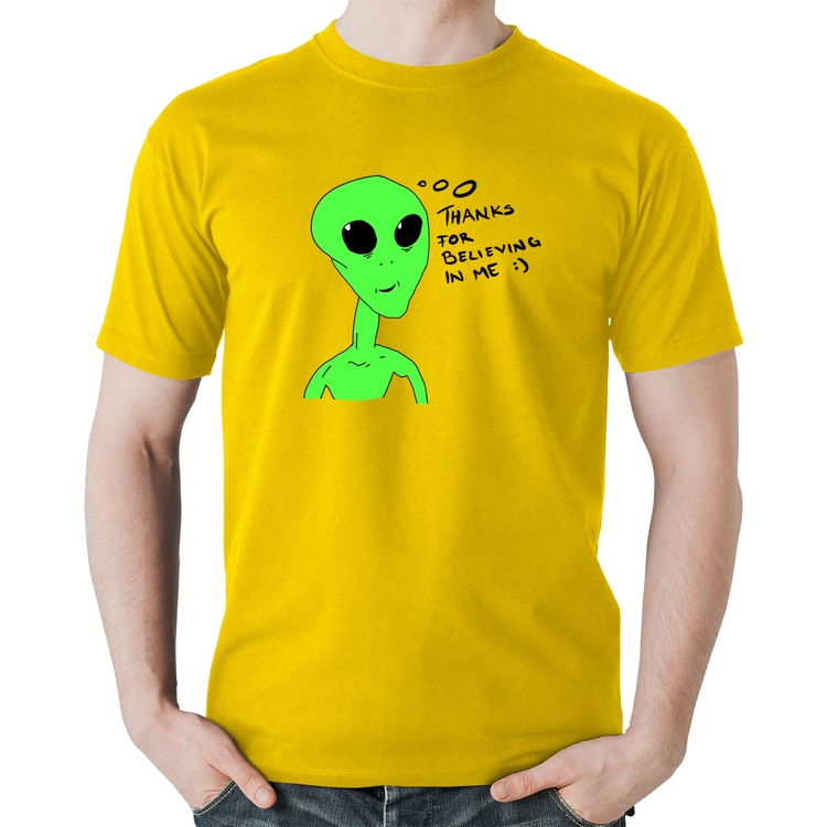 Camiseta Algodão Thank's For Believing In Me Alien - Amarela