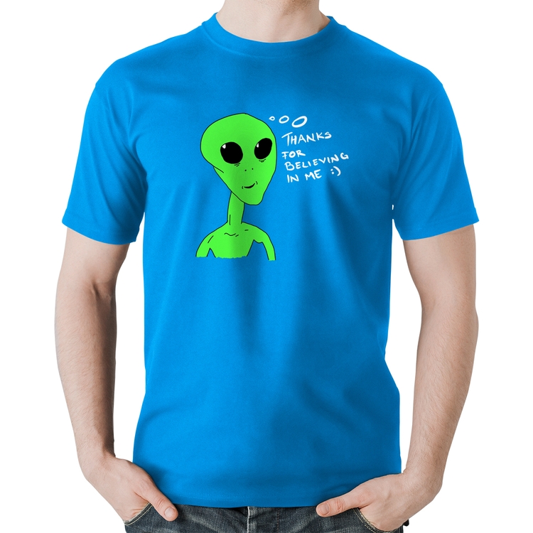 Camiseta Algodão Thank's For Believing In Me Alien - Azul
