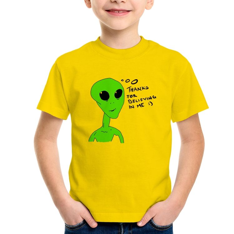 Camiseta Infantil Thank's For Believing In Me Alien - Amarela