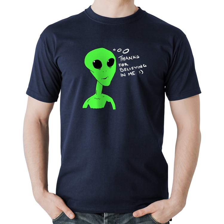 Camiseta Algodão Thank's For Believing In Me Alien - Marinho