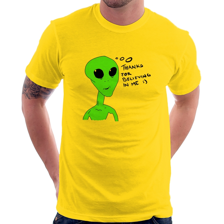 Camiseta Thank's For Believing In Me Alien - Amarela
