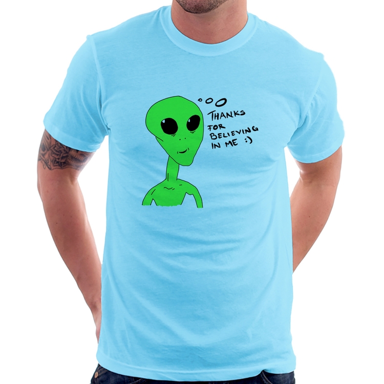 Camiseta Thank's For Believing In Me Alien - Azul Bebê