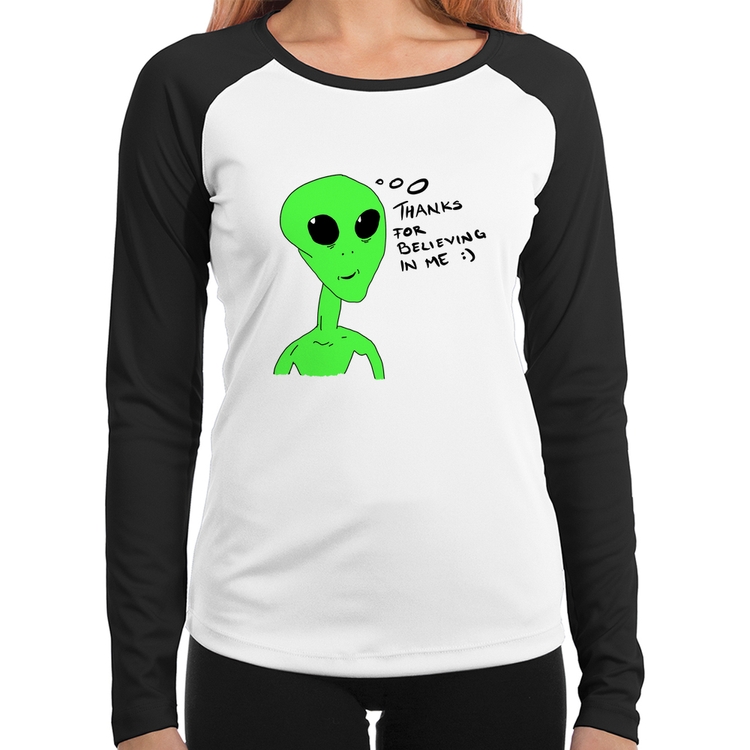Baby Look Raglan Thank's For Believing In Me Alien Manga Longa
