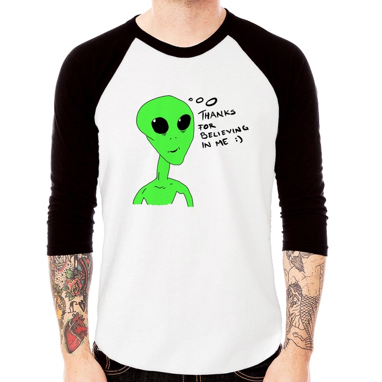 Camiseta Raglan Thank's For Believing In Me Alien Manga 3/4