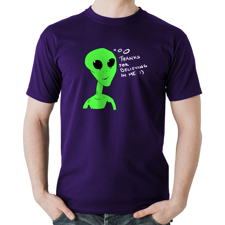 Camiseta Algodão Thank's For Believing In Me Alien - Roxa