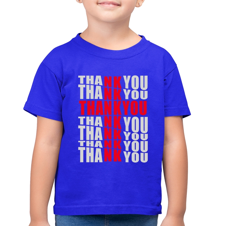 Camiseta Algodão Infantil Thank You Cruz - Azul Royal
