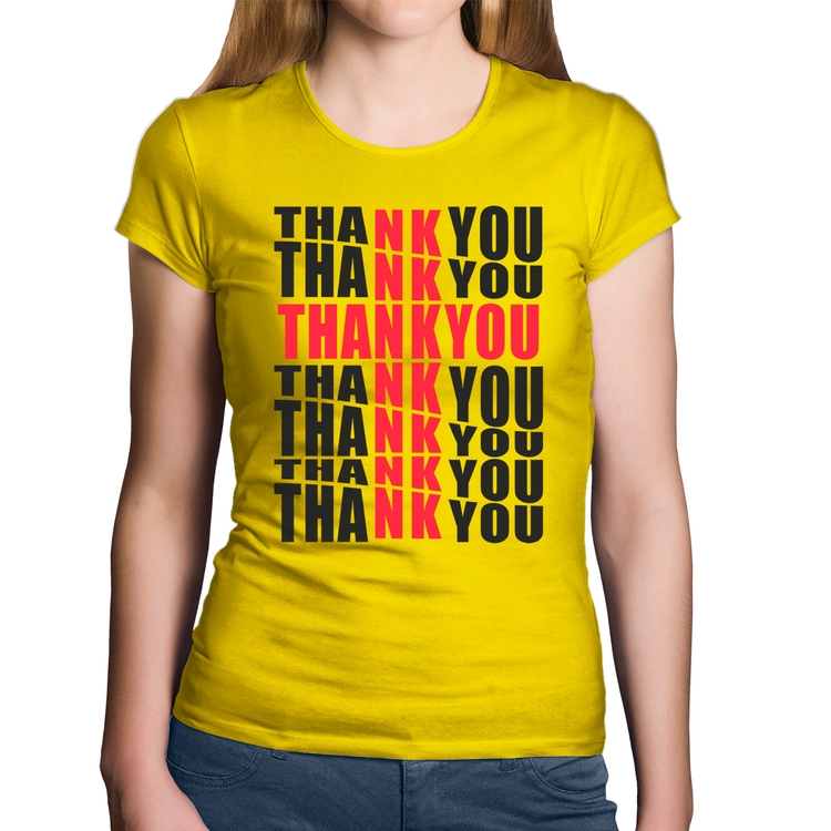 Baby Look Algodão Thank You Cruz - Amarela