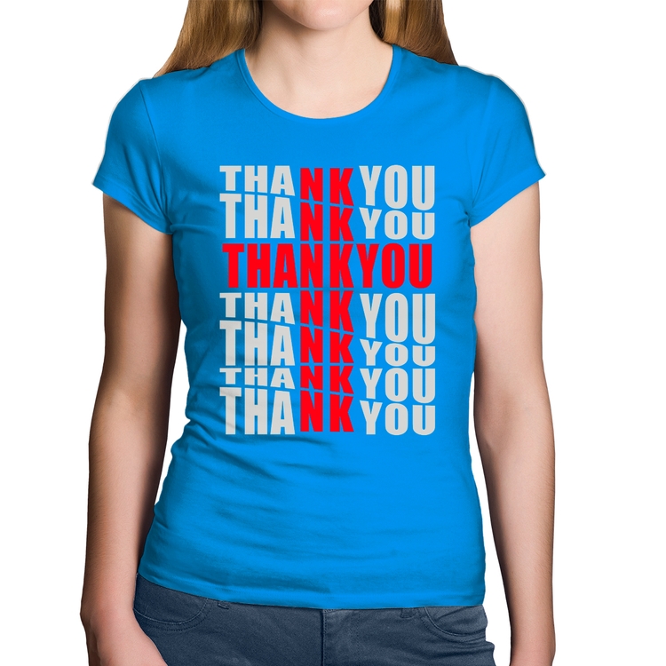 Baby Look Algodão Thank You Cruz - Azul