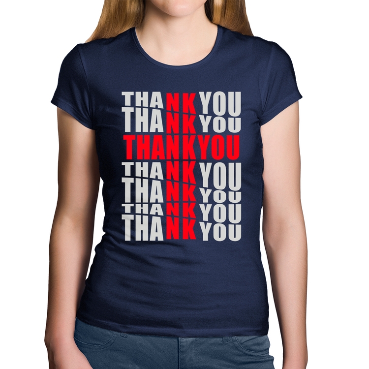 Baby Look Algodão Thank You Cruz - Marinho