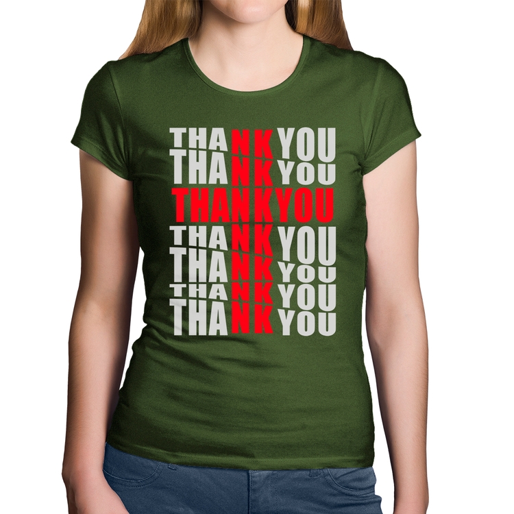 Baby Look Algodão Thank You Cruz - Musgo