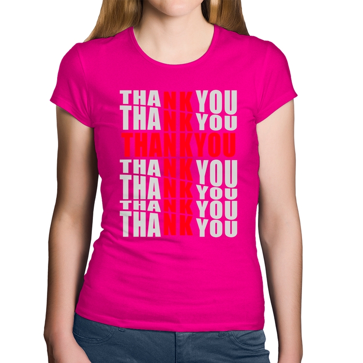 Baby Look Algodão Thank You Cruz - Rosa