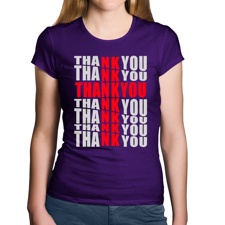 Baby Look Algodão Thank You Cruz - Roxa