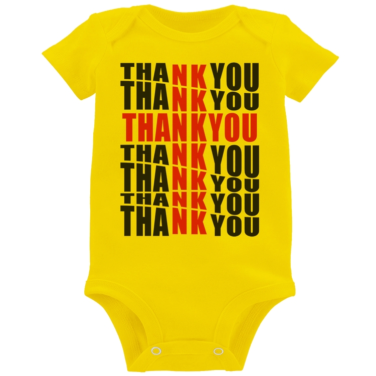 Body Bebê Thank You Cruz - Amarelo
