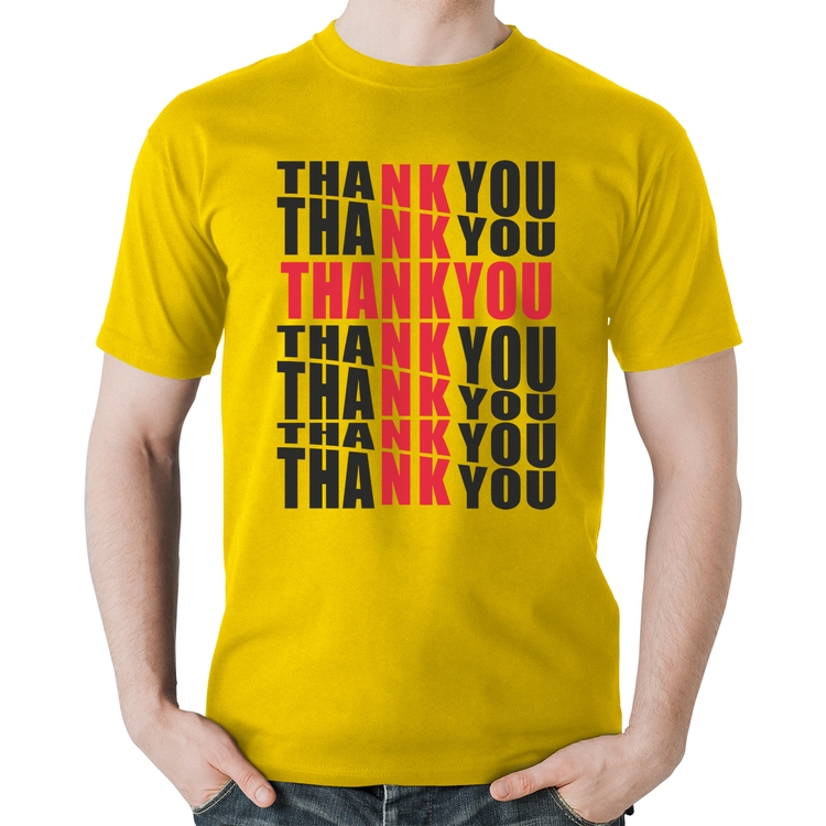 Camiseta Algodão Thank You Cruz - Amarela