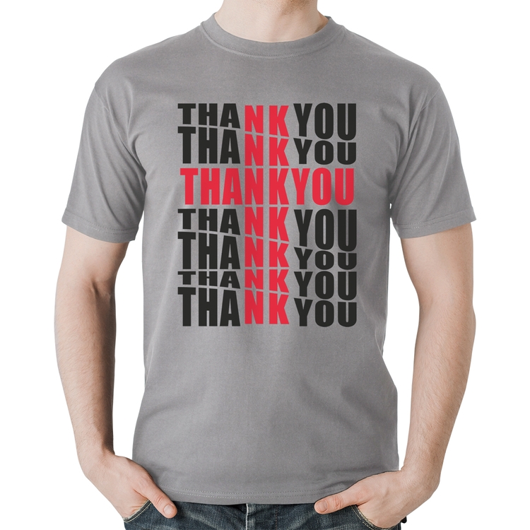 Camiseta Algodão Thank You Cruz - Cinza