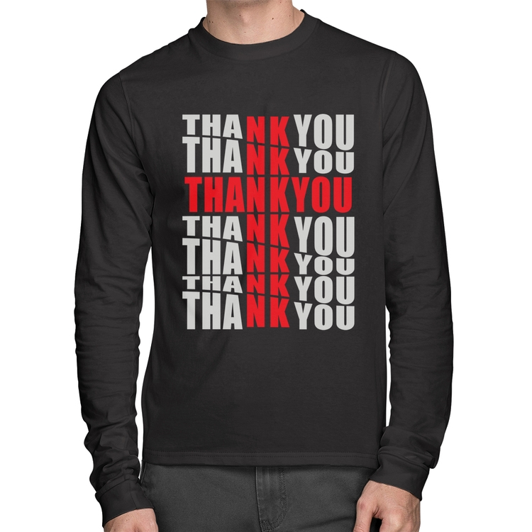 Camiseta Algodão Thank You Cruz Manga Longa