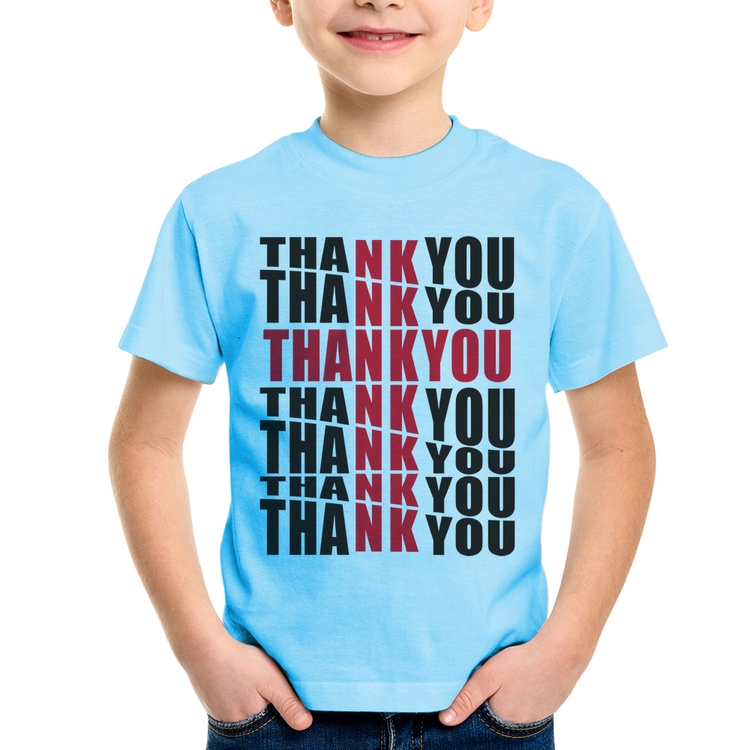Camiseta Infantil Thank You Cruz - Azul Bebê