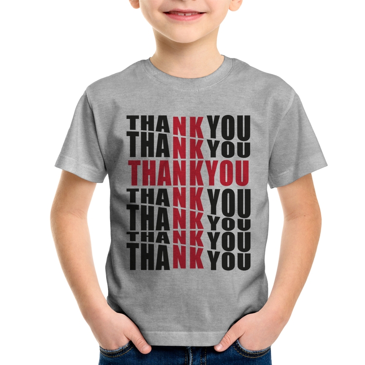 Camiseta Infantil Thank You Cruz - Cinza