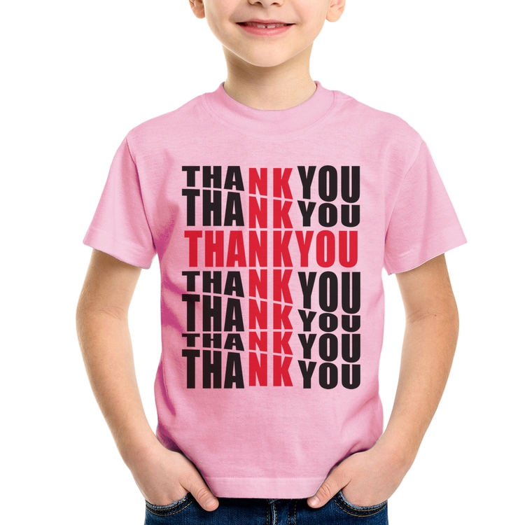 Camiseta Infantil Thank You Cruz - Rosa Bebê