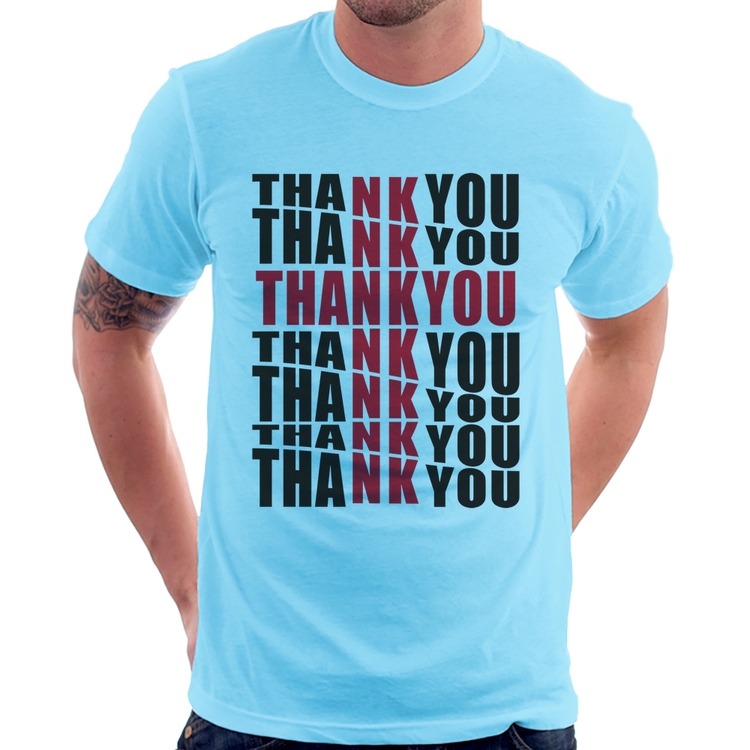 Camiseta Thank You Cruz - Azul Bebê