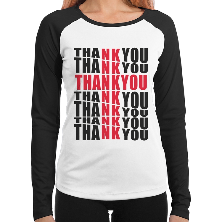 Baby Look Raglan Thank You Cruz Manga Longa