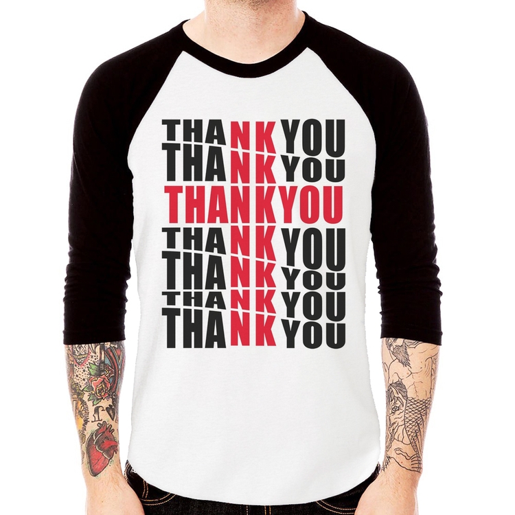 Camiseta Raglan Thank You Cruz Manga 3/4