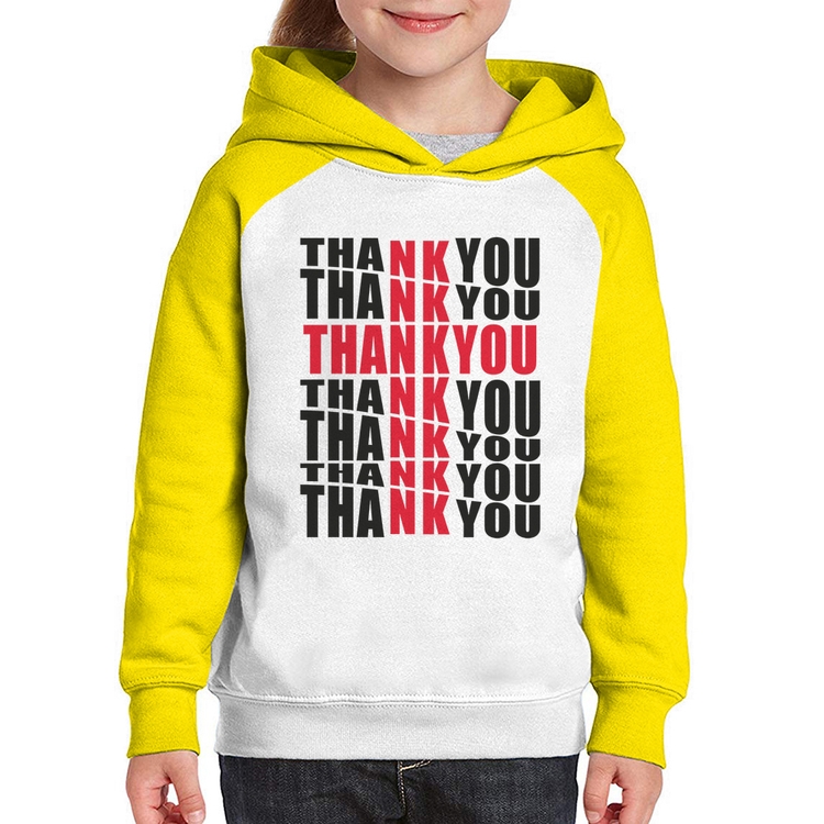 Moletom Infantil Thank You Cruz - Branco/Amarelo