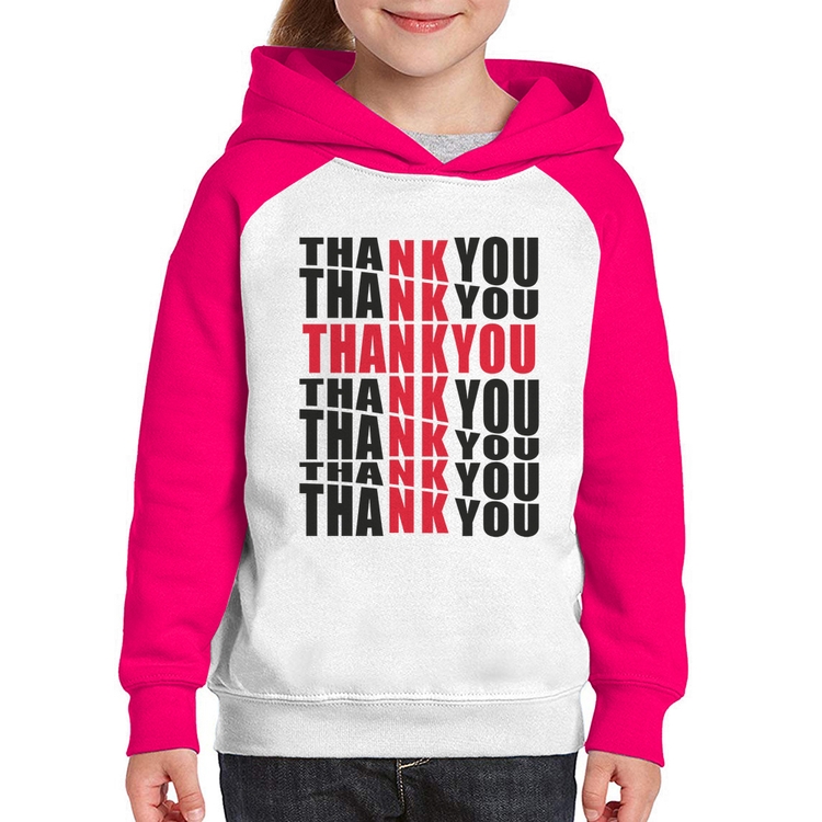 Moletom Infantil Thank You Cruz - Branco/Rosa