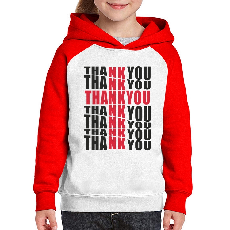 Moletom Infantil Thank You Cruz - Branco/Vermelho