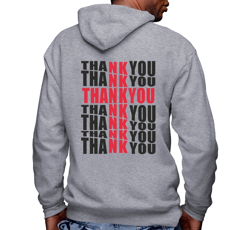 Blusa Moletom Thank You Cruz Masculina com Capuz e Zíper - Mescla