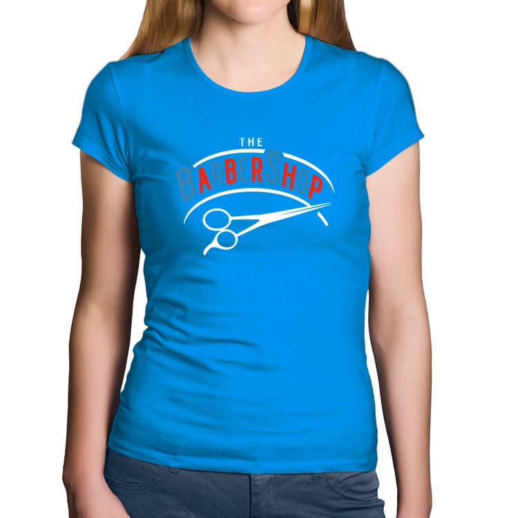 Baby Look Algodão The Barber Shop - Azul