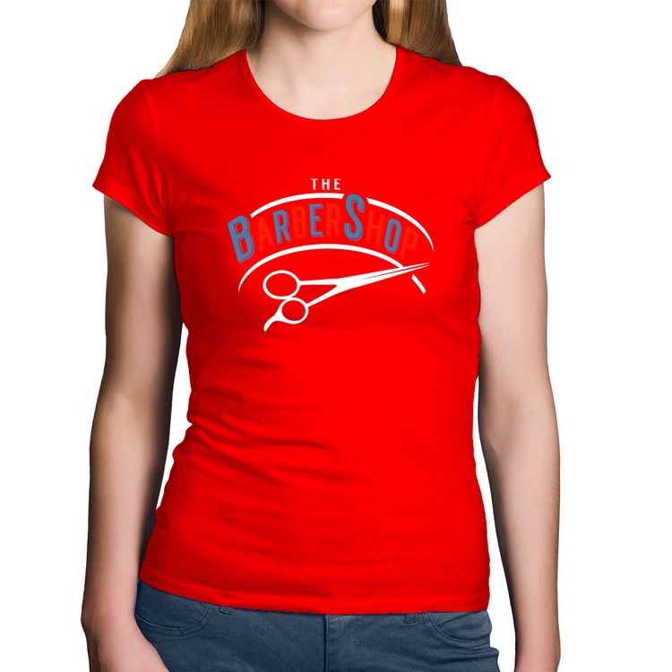 Baby Look Algodão The Barber Shop - Vermelha