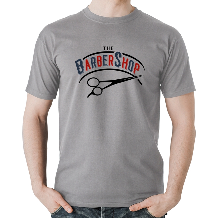 Camiseta Algodão The Barber Shop - Cinza