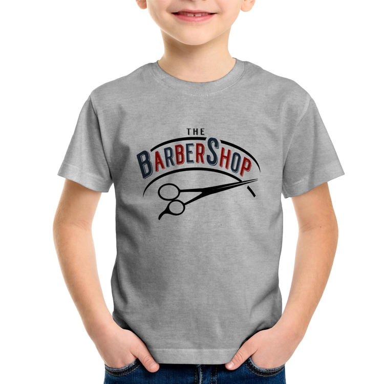 Camiseta Infantil The Barber Shop - Cinza