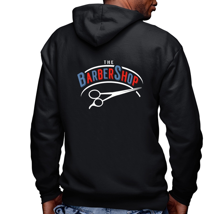 Blusa Moletom The Barber Shop Masculina com Capuz e Zíper