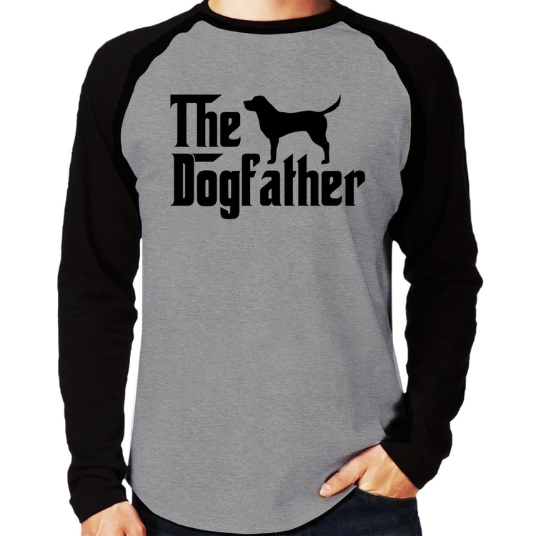 Camiseta Raglan The Dogfather Manga Longa - Cinza/Preto