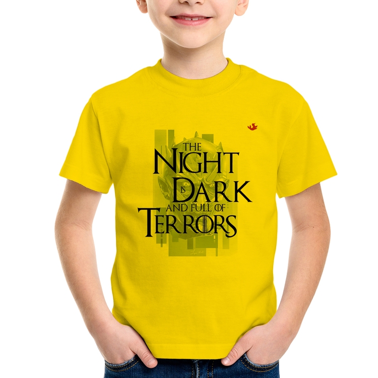 Camiseta Infantil The night is dark and full of terrors - Amarela