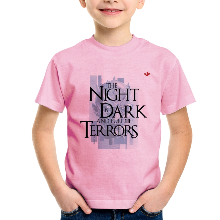 Camiseta Infantil The night is dark and full of terrors - Rosa Bebê
