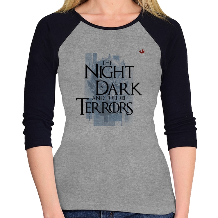 Baby Look Raglan The night is dark and full of terrors Manga 3/4 - Cinza/Preto