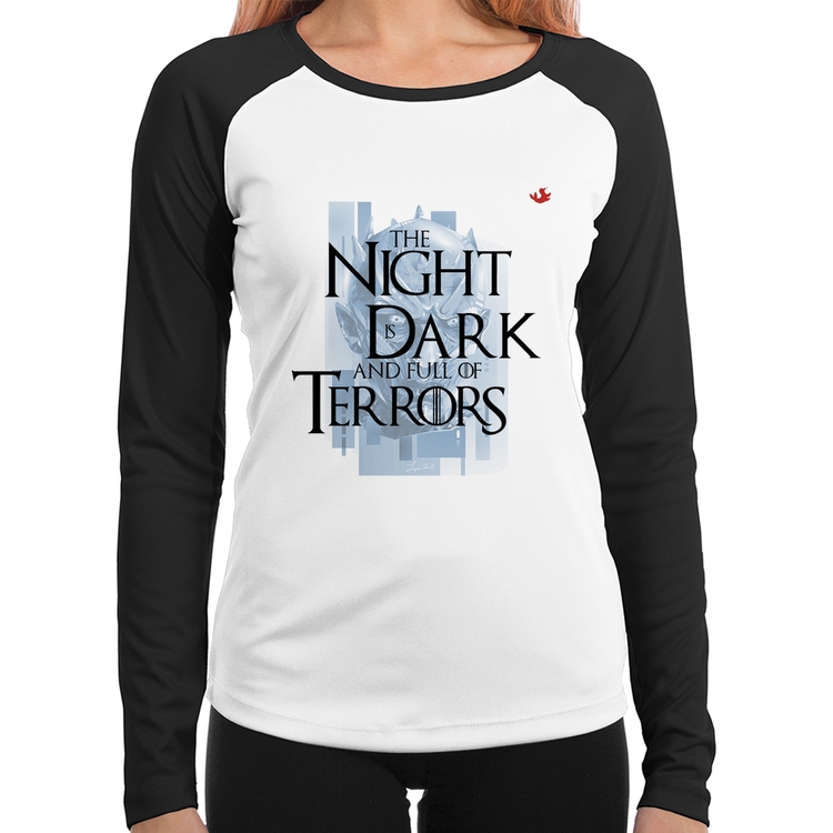 Baby Look Raglan The night is dark and full of terrors Manga Longa