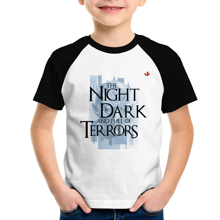 Camiseta Raglan Infantil The night is dark and full of terrors