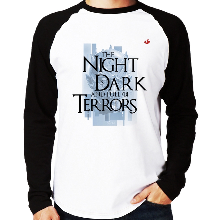 Camiseta Raglan The night is dark and full of terrors Manga Longa