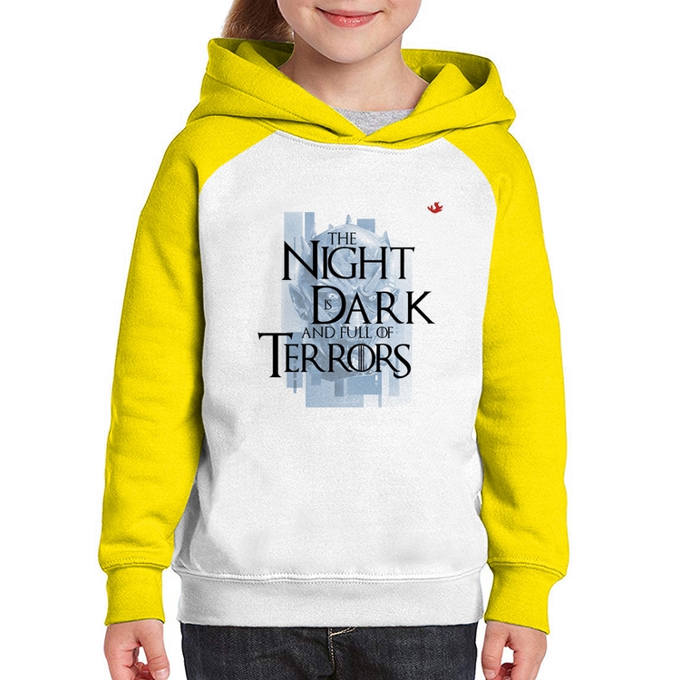 Moletom Infantil The night is dark and full of terrors - Branco/Amarelo